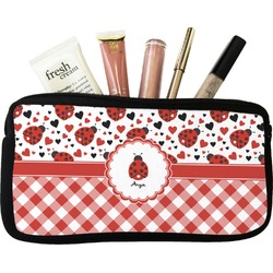 Ladybugs & Gingham Makeup / Cosmetic Bag (Personalized)