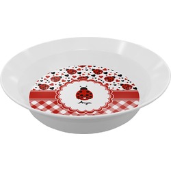 Ladybugs & Gingham Melamine Bowl - 12 oz (Personalized)