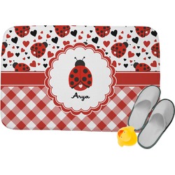 Ladybugs & Gingham Memory Foam Bath Mat (Personalized)