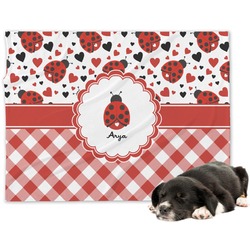 Ladybugs & Gingham Dog Blanket (Personalized)