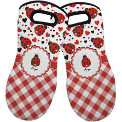 Ladybugs & Gingham Neoprene Oven Mitts - Set of 2 w/ Name or Text