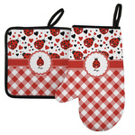 Ladybugs & Gingham Left Oven Mitt & Pot Holder Set w/ Name or Text