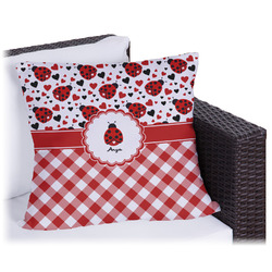 Ladybugs & Gingham Outdoor Pillow - 16" (Personalized)