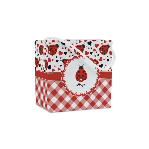 Custom Ladybugs & Gingham Party Favor Gift Bags - Matte (Personalized)