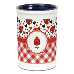 Ladybugs & Gingham Ceramic Pencil Holders - Blue