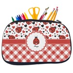 Ladybugs & Gingham Neoprene Pencil Case - Medium w/ Name or Text