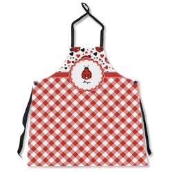Ladybugs & Gingham Apron Without Pockets w/ Name or Text