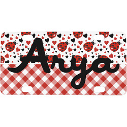 Ladybugs & Gingham Mini / Bicycle License Plate (4 Holes) (Personalized)