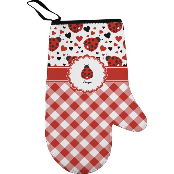 Custom Ladybugs & Gingham Oven Mitt (Personalized)