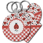 Ladybugs & Gingham Plastic Keychain (Personalized)