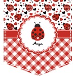 Ladybugs & Gingham Iron On Faux Pocket (Personalized)