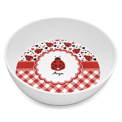 Ladybugs & Gingham Melamine Bowl - 8 oz (Personalized)