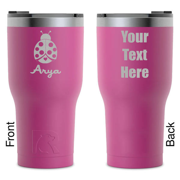 Custom Ladybugs & Gingham RTIC Tumbler - Magenta - Laser Engraved - Double-Sided (Personalized)