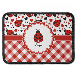 Ladybugs & Gingham Iron On Rectangle Patch w/ Name or Text