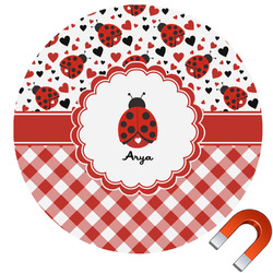 Ladybugs & Gingham Round Car Magnet - 10" (Personalized)