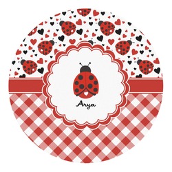 Ladybugs & Gingham Round Decal - XLarge (Personalized)