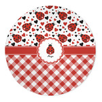 Ladybugs & Gingham 5' Round Indoor Area Rug (Personalized)