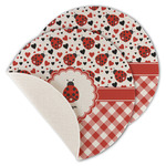 Ladybugs & Gingham Round Linen Placemat - Single Sided - Set of 4 (Personalized)