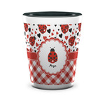 Ladybugs & Gingham Ceramic Shot Glass - 1.5 oz - Two Tone - Set of 4 (Personalized)