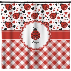 Ladybugs & Gingham Shower Curtain - Custom Size (Personalized)