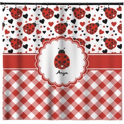 Ladybugs & Gingham Shower Curtain - 71" x 74" (Personalized)