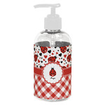 Ladybugs & Gingham Plastic Soap / Lotion Dispenser (8 oz - Small - White) (Personalized)