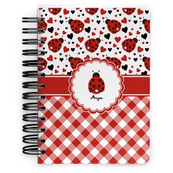 Ladybugs & Gingham Spiral Notebook - 5x7 w/ Name or Text