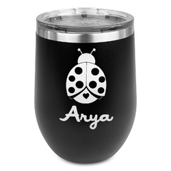 Ladybugs & Gingham Stemless Wine Tumbler - 5 Color Choices - Stainless Steel  (Personalized)