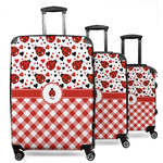 Ladybugs & Gingham 3 Piece Luggage Set - 20" Carry On, 24" Medium Checked, 28" Large Checked (Personalized)