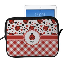 Ladybugs & Gingham Tablet Case / Sleeve - Large (Personalized)