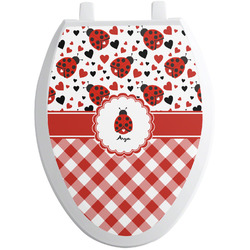 Ladybugs & Gingham Toilet Seat Decal - Elongated (Personalized)