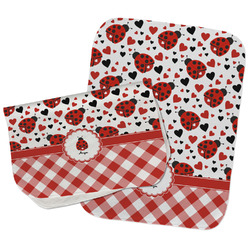 Ladybugs & Gingham Burp Cloths - Fleece - Set of 2 w/ Name or Text