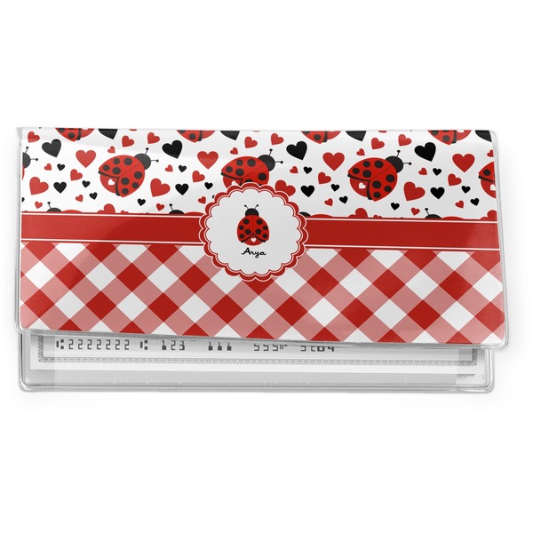 Custom Ladybugs & Gingham Vinyl Checkbook Cover (Personalized)