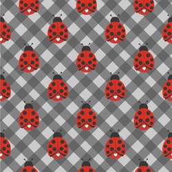 Ladybugs & Gingham Wallpaper & Surface Covering (Peel & Stick 24"x 24" Sample)