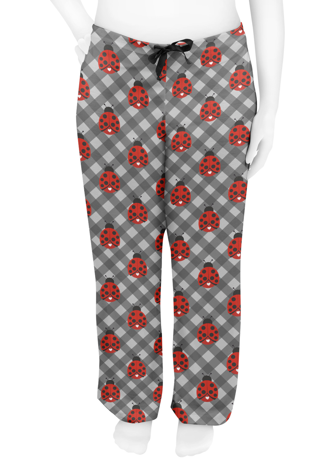 Ladybugs & Gingham Womens Pajama Pants - S (Personalized) - YouCustomizeIt