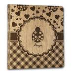 Ladybugs & Gingham Wood 3-Ring Binder - 1" Letter Size (Personalized)