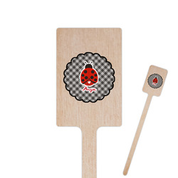Ladybugs & Gingham 6.25" Rectangle Wooden Stir Sticks - Single Sided (Personalized)