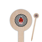 Ladybugs & Gingham Round Wooden Food Picks (Personalized)