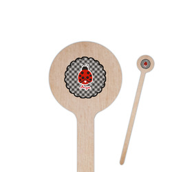 Ladybugs & Gingham 6" Round Wooden Stir Sticks - Single Sided (Personalized)