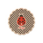 Ladybugs & Gingham Genuine Maple or Cherry Wood Sticker (Personalized)