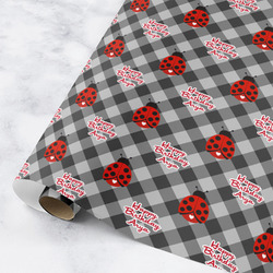 Ladybugs & Gingham Wrapping Paper Roll - Medium (Personalized)
