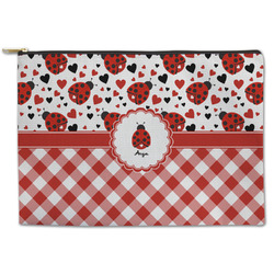 Ladybugs & Gingham Zipper Pouch - Large - 12.5"x8.5" (Personalized)