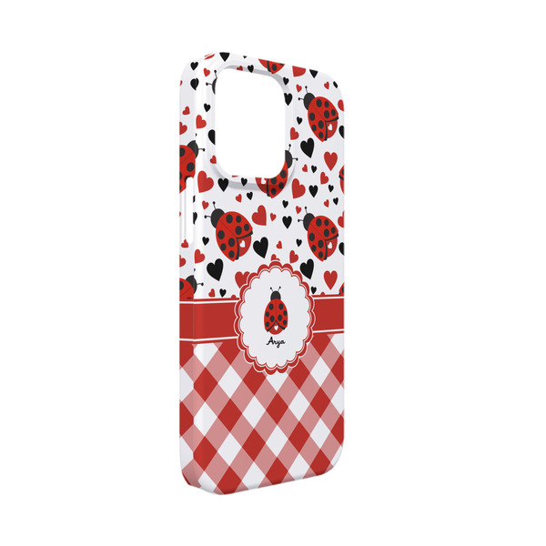 Custom Ladybugs & Gingham iPhone Case - Plastic - iPhone 13 Mini (Personalized)