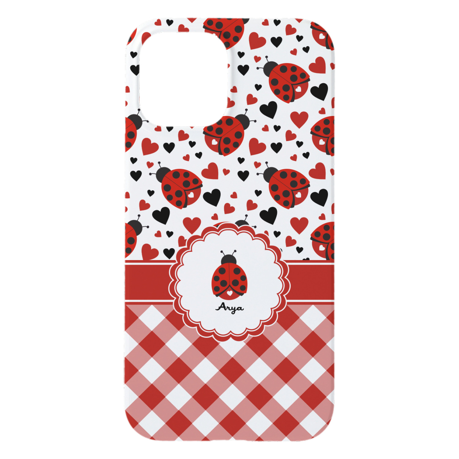 Ladybugs & Gingham Design Custom iPhone Case - Plastic