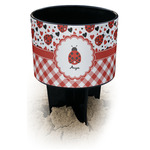 Ladybugs & Gingham Black Beach Spiker Drink Holder (Personalized)