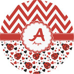 Ladybugs & Chevron Multipurpose Round Labels - 1" (Personalized)