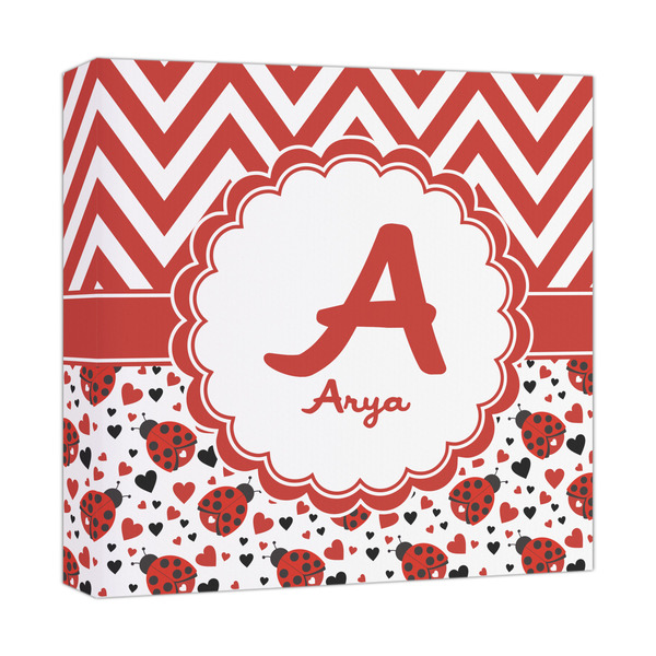 Custom Ladybugs & Chevron Canvas Print - 12x12 (Personalized)