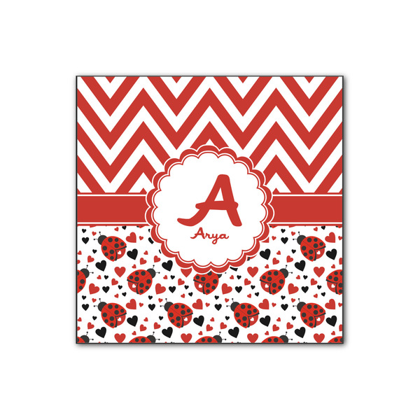 Custom Ladybugs & Chevron Wood Print - 12x12 (Personalized)