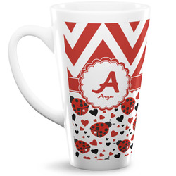Ladybugs & Chevron 16 Oz Latte Mug (Personalized)