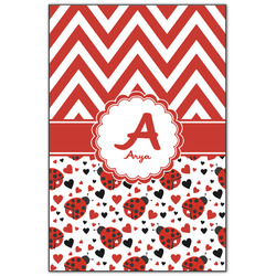 Ladybugs & Chevron Wood Print - 20x30 (Personalized)